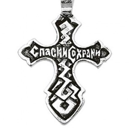  серебряный крест  арт. 03060 с молитвой «спаси и сохрани»