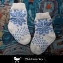 шерстяные носочки голубая снежинка для деток 