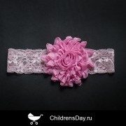 повязка на голову розового цвета с цветочком 